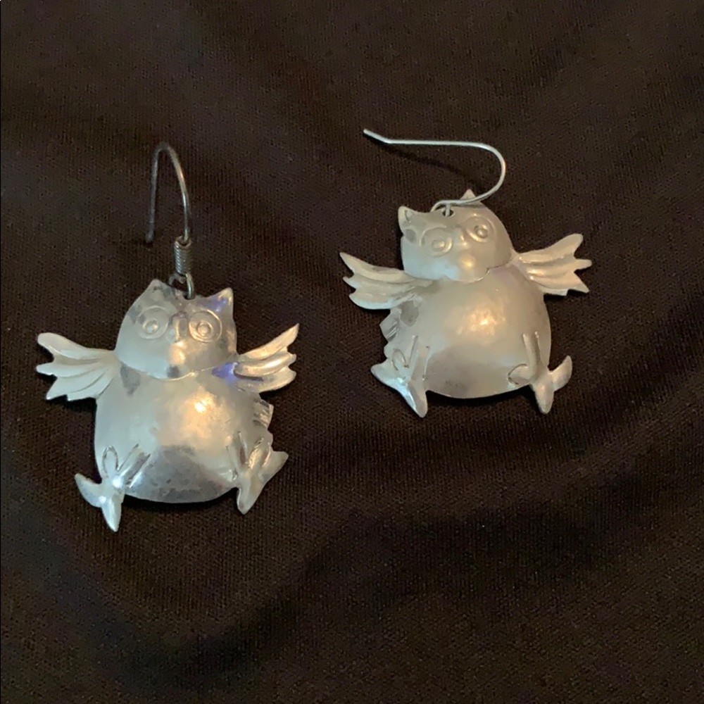 Whimsical Metal Owl Earrings